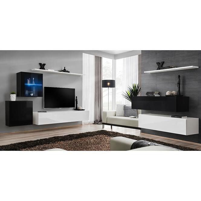 Komód+Falipolc Switch Sb II Fehér/Fekete/Fehér