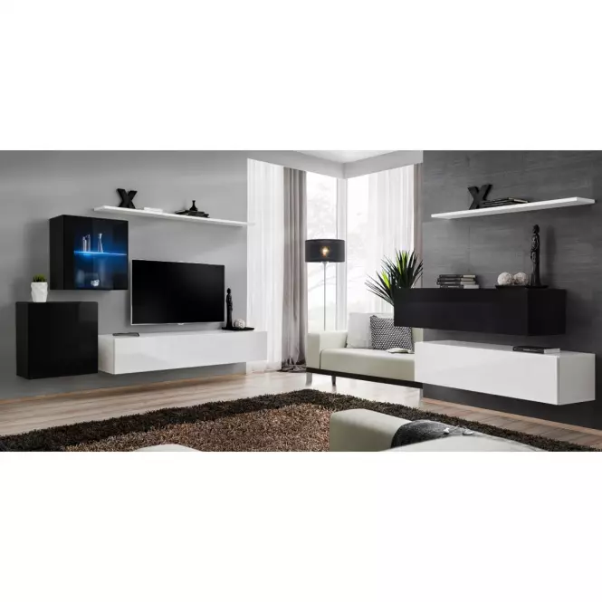 Komód+Falipolc Switch Sb II Fehér/Fekete/Fehér,11