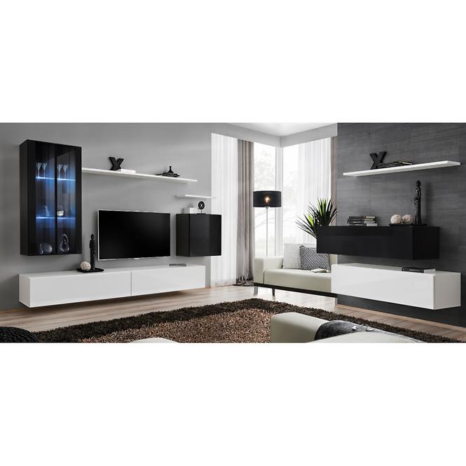 Komód+Falipolc Switch Sb II Fehér/Fekete/Fehér