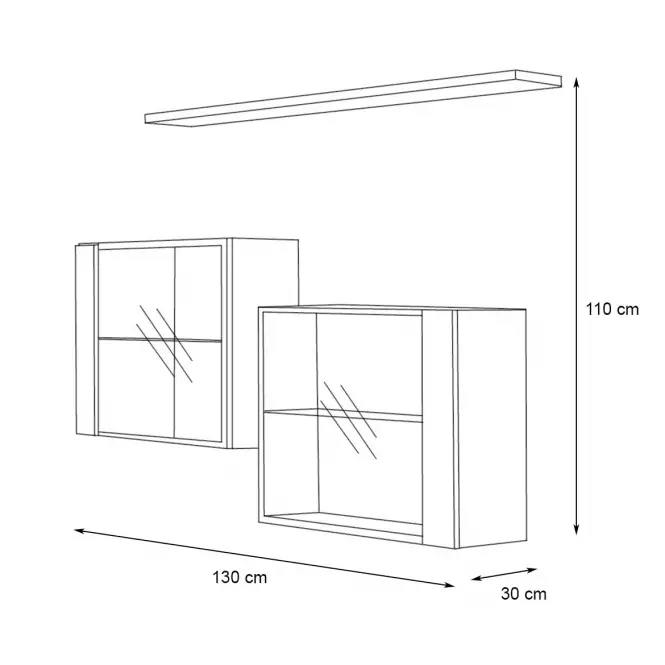 Komód+Falipolc Switch Sb III Led Fekete/Fehér