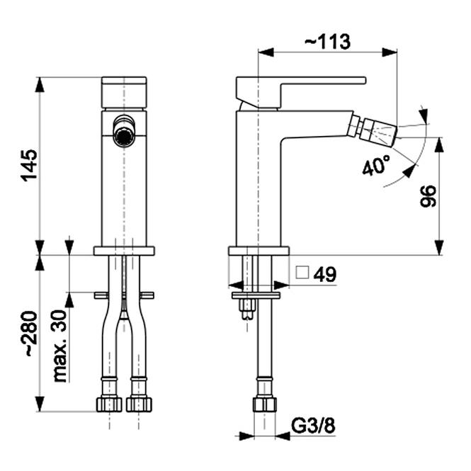 Csaptelep bidéhez Logon Black,2