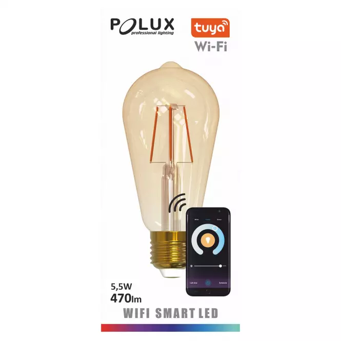 Izzó POLUX LED ST64 E27 Amber 5.5W 1800-2700K WIFI TUYA,4