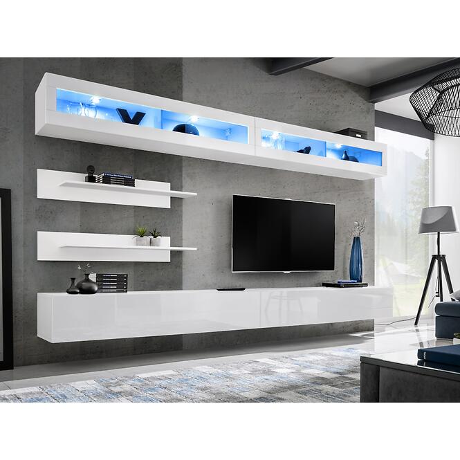 Fali szekrény Fly 51+Üveg fehér + LED