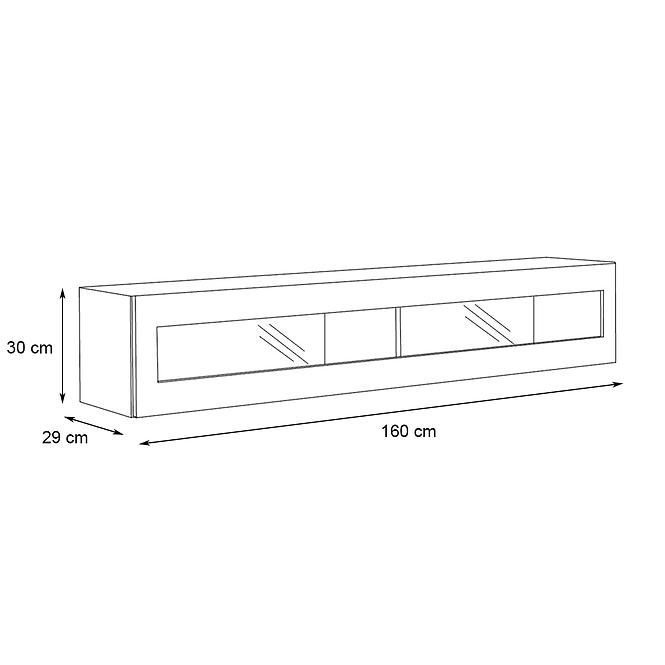 Fali szekrény Fly 51+Üveg biely/fekete  + LED