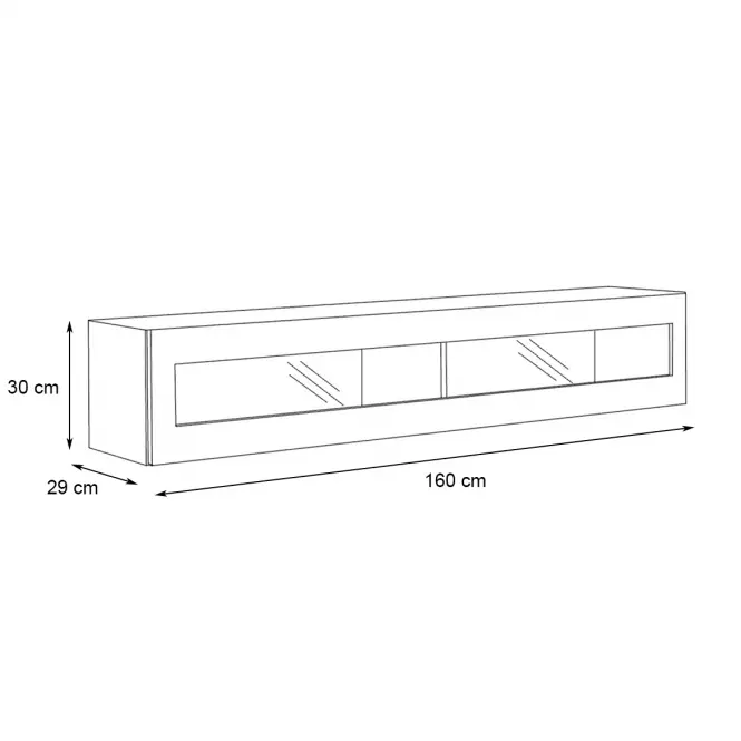 Fali szekrény Fly 51+Üveg fekete   + LED,2
