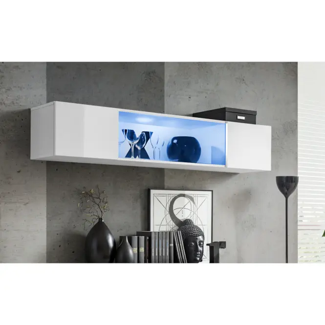 Fali szekrény Fly 52+Üveg fehér + LED