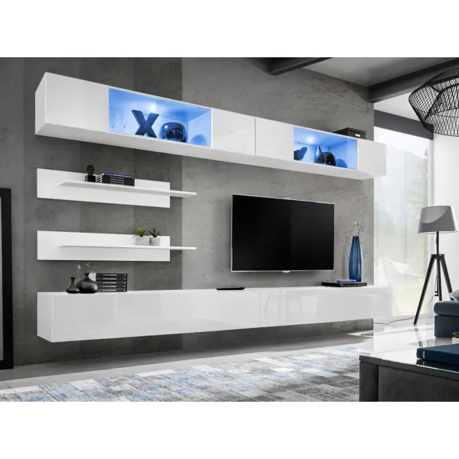 Fali szekrény Fly 52+Üveg fehér + LED,3