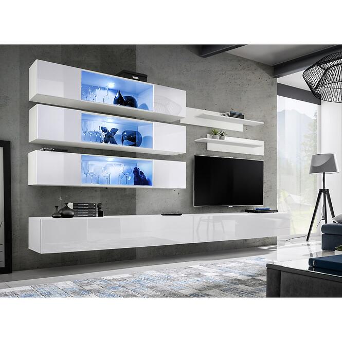 Fali szekrény Fly 52+Üveg fehér + LED,4