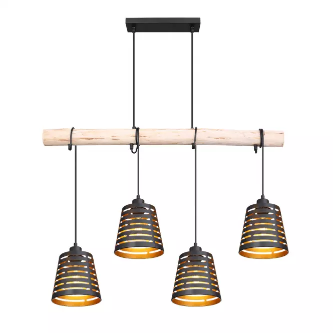 Lámpa 15451-4H Fekete és arany Wood LW4,2