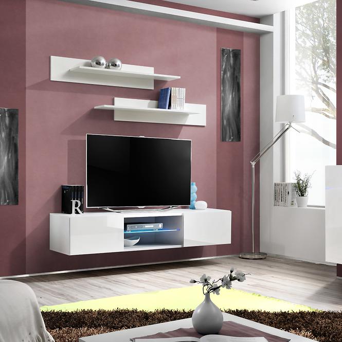 Szekrény RTV Fly 33 fehér + LED