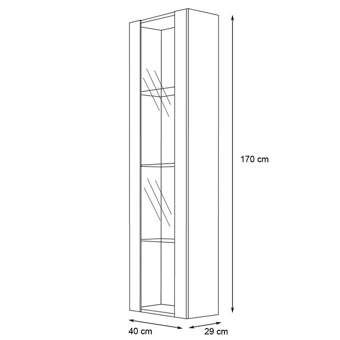 Vitrin Fly 41+Üveg fekete/fehér +LED