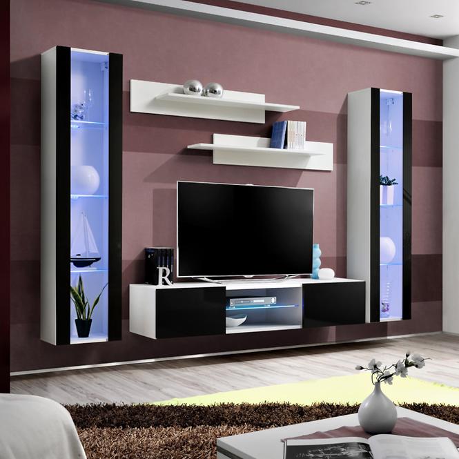 Vitrin Fly 41+Üveg fekete/fehér +LED