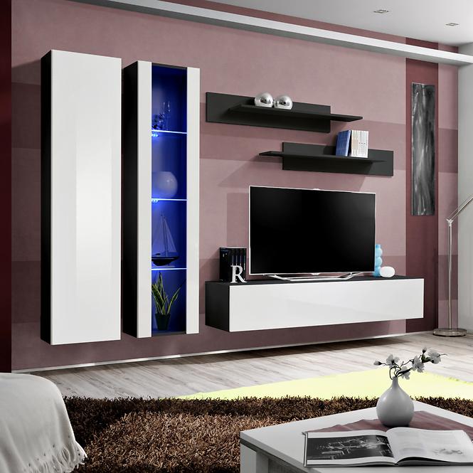 Vitrin Fly 41+Üveg fehér/fekete +LED