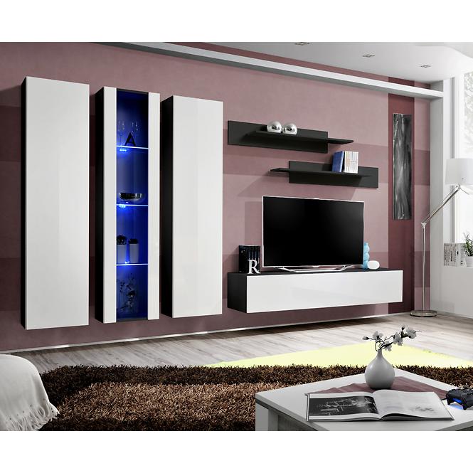 Vitrin Fly 41+Üveg fehér/fekete +LED