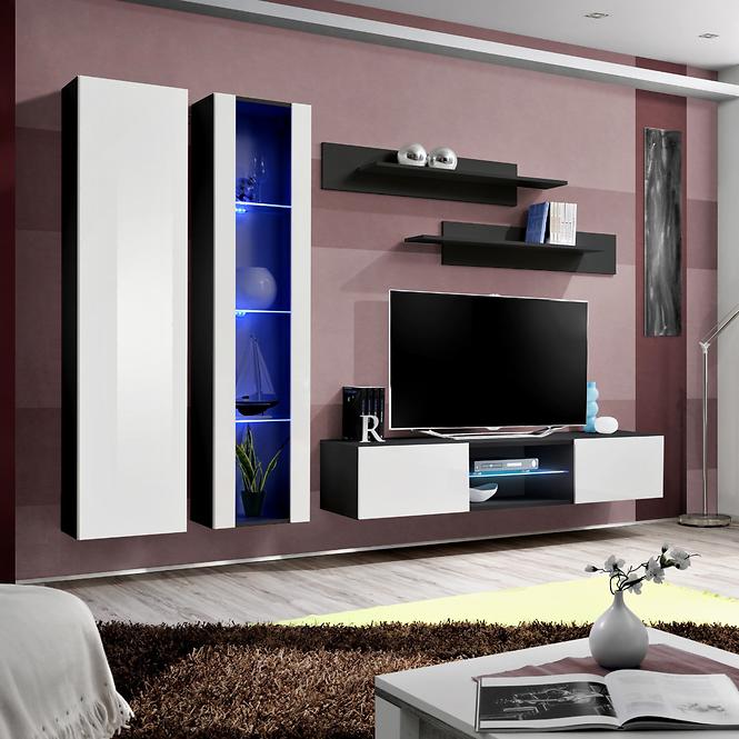 Vitrin Fly 41+Üveg fehér/fekete +LED