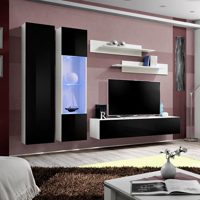 Vitrin Fly 42+Üveg fekete/fehér +LED