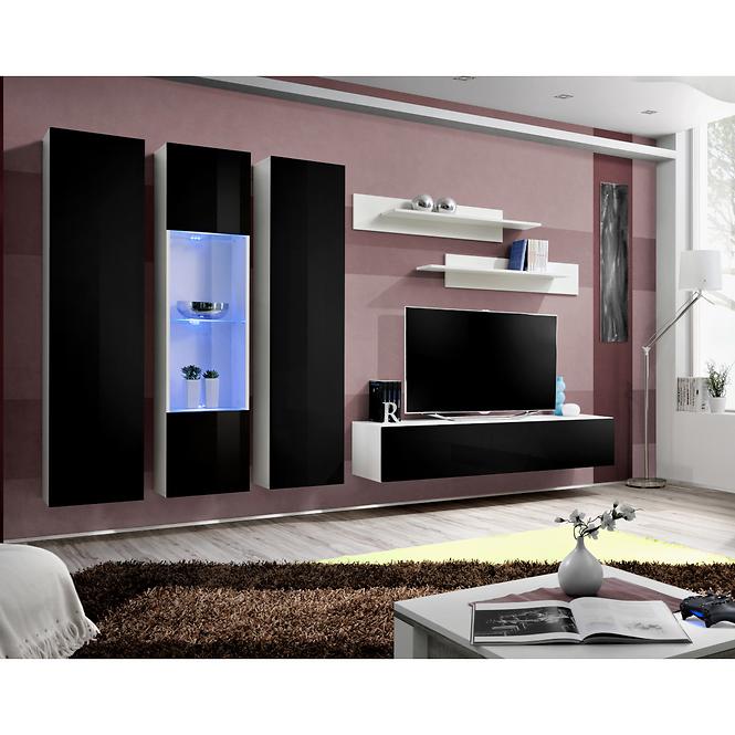 Vitrin Fly 42+Üveg fekete/fehér +LED