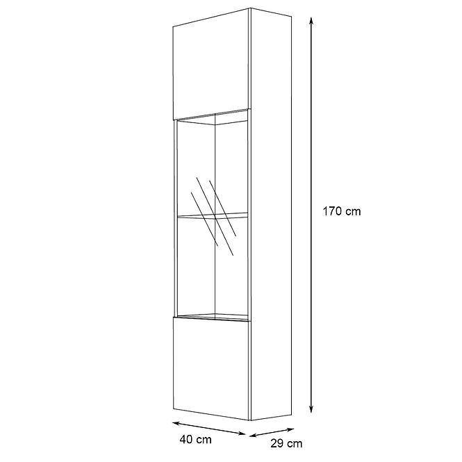 Vitrin Fly 42+Üveg fehér/fekete +LED