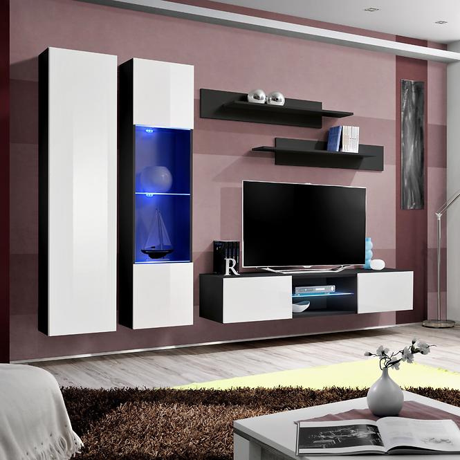Vitrin Fly 42+Üveg fehér/fekete +LED