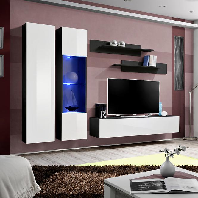 Vitrin Fly 42+Üveg fehér/fekete +LED