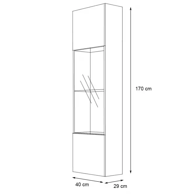 Vitrin Fly 42+Üveg fekete +LED,2