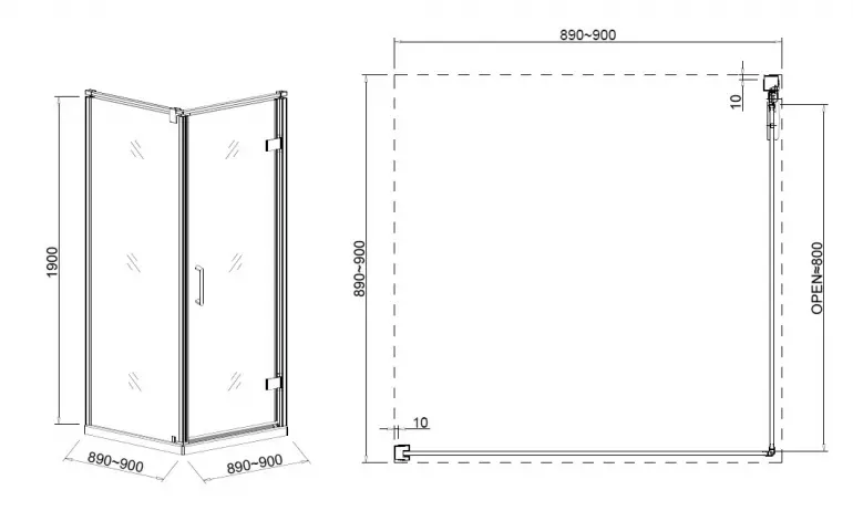 Zuhanykabin Maja 90X90X190 GOLD,4
