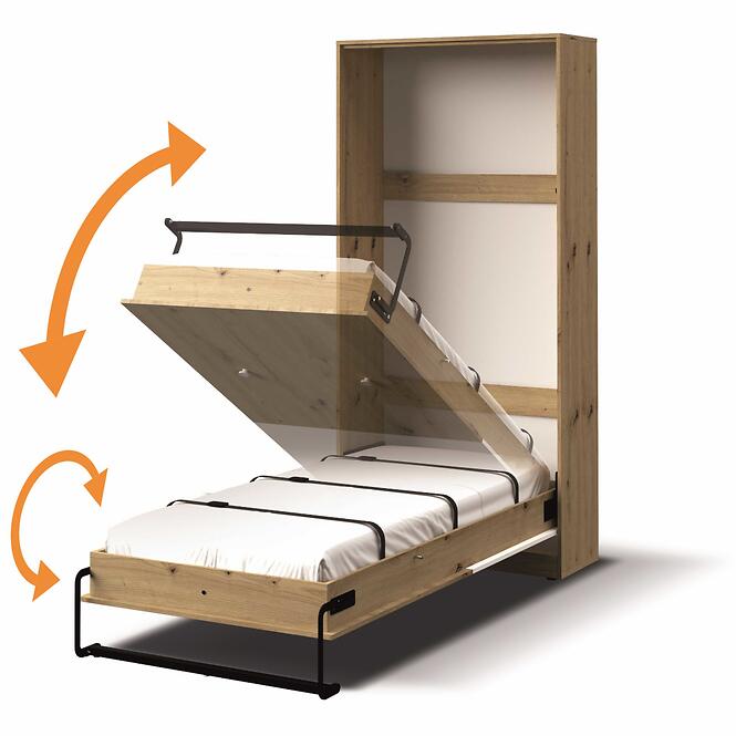 Összecsukható ágy  függőleges Nero 15  – Szürke szőnyeg