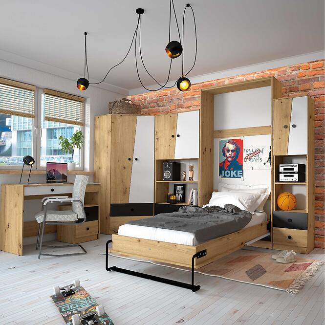 Összecsukható ágy  függőleges Nero 15  – Szürke szőnyeg