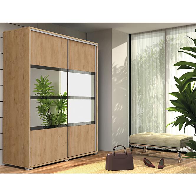 Szekrény Elena A9 kraft arany/Lacobel fekete,2