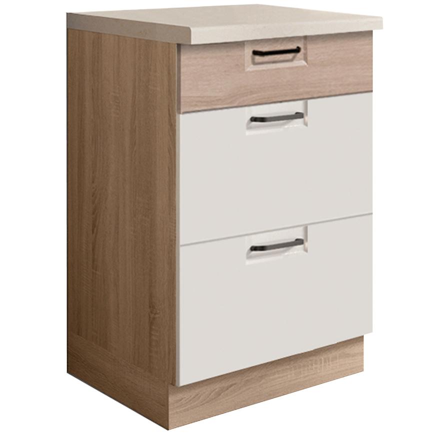 Konyhaszekrény Favorit 9d Sonoma/White+Sonoma