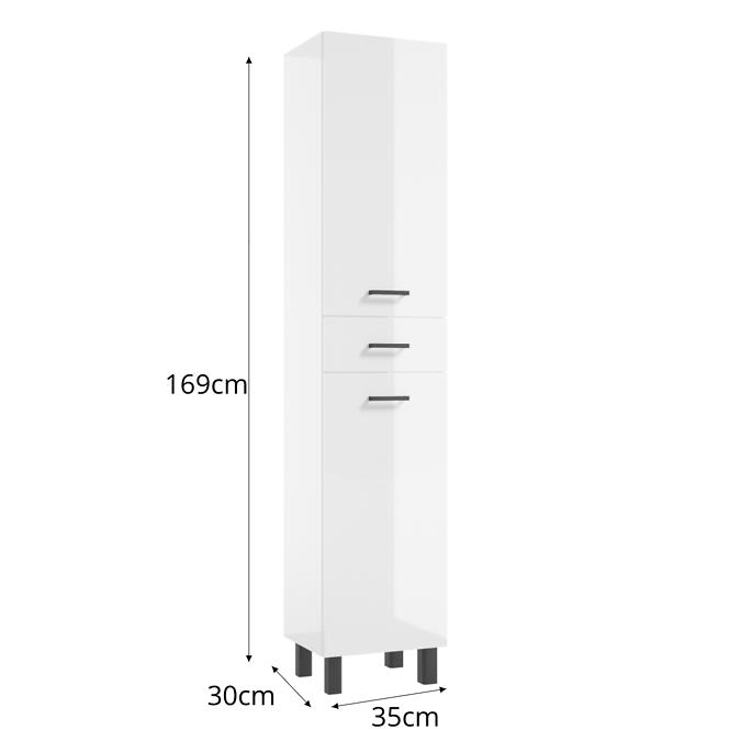 Oszlop szekrény NOVELTY C35 2D1S fehér