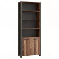 Könyvszekrény Symmach 3P2D Old-Wood Vinteage/Konkrét