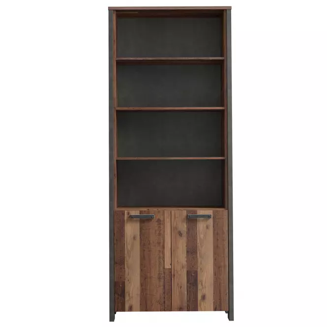 Könyvszekrény Symmach 3P2D Old-Wood Vinteage/Konkrét,2