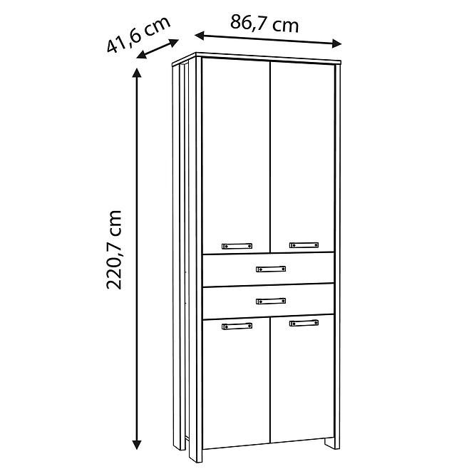 Szekrény Symmach 2S4D old-wood vinteage/Konkrét