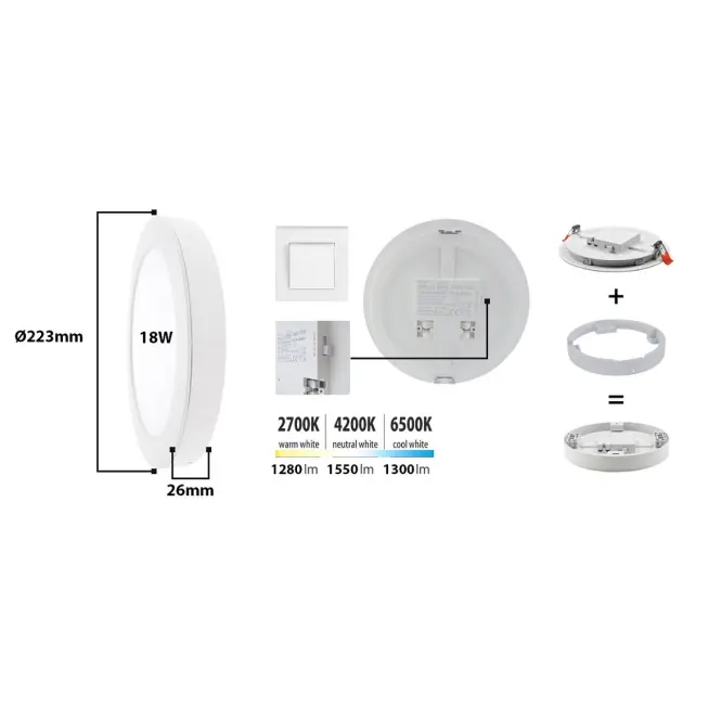 Panel LED SLIM TR SH 304 18W Light 5 in 1