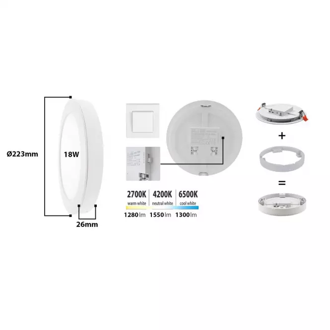 Panel LED SLIM TR SH 304 18W Light 5 in 1,4