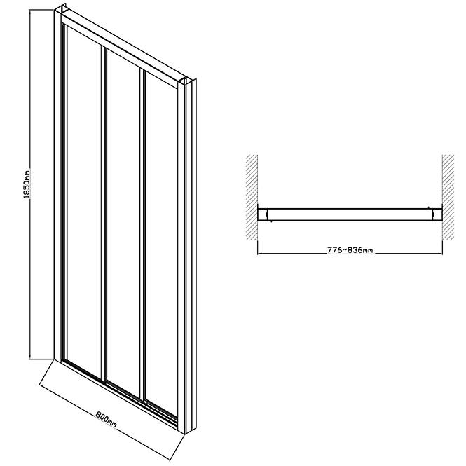 Zuhanyajtó 80 HX152 BLACK