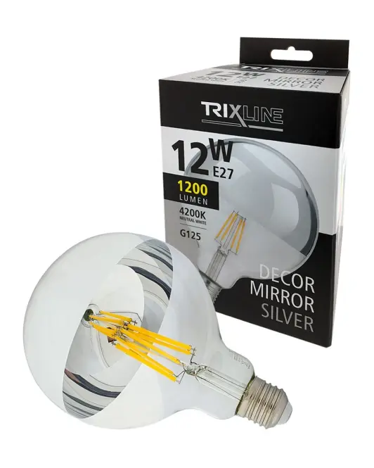 Izzó FL LED G125 12W E27 4200K Half Silver,3