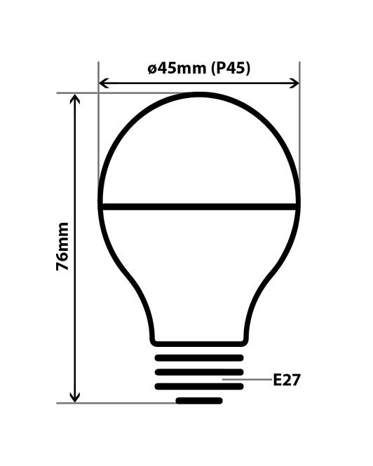 Izzó FL LED P45 5W E27 4200K Half Amber