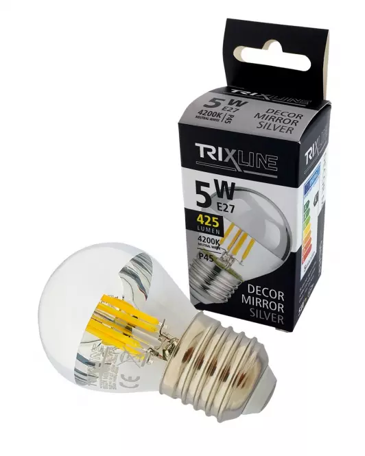 Izzó FL LED P45 5W E27 4200K Half Silver,3