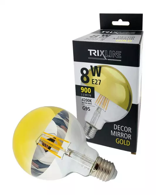 Izzó FL LED G95 8W E27 4200K Half Amber,3