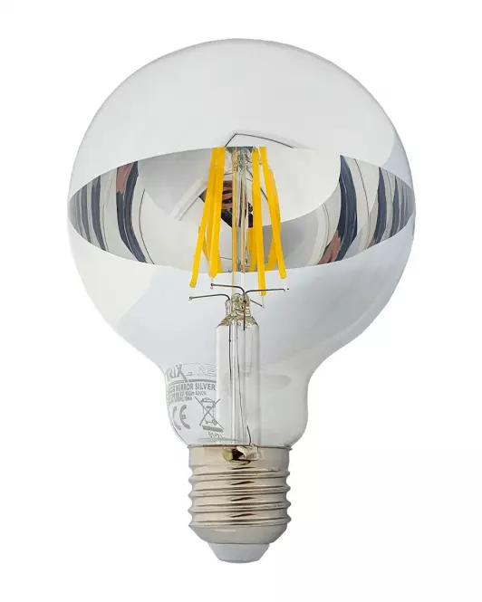 Izzó FL LED G95 8W E27 4200K Half Silver,2