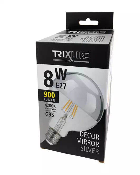 Izzó FL LED G95 8W E27 4200K Half Silver,4