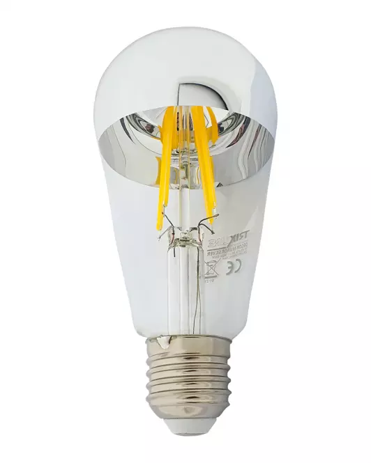 Izzó FL LED ST64 8W E27 4200K Half Silver,2