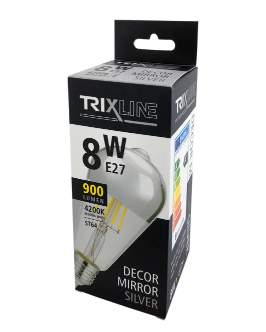 Izzó FL LED ST64 8W E27 4200K Half Silver,4