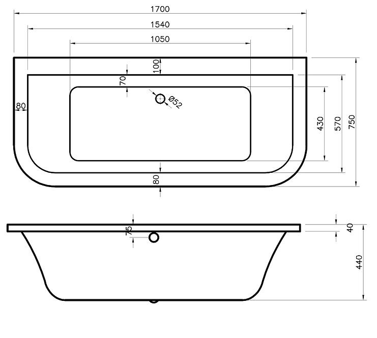 Kád OPTOS 170X75