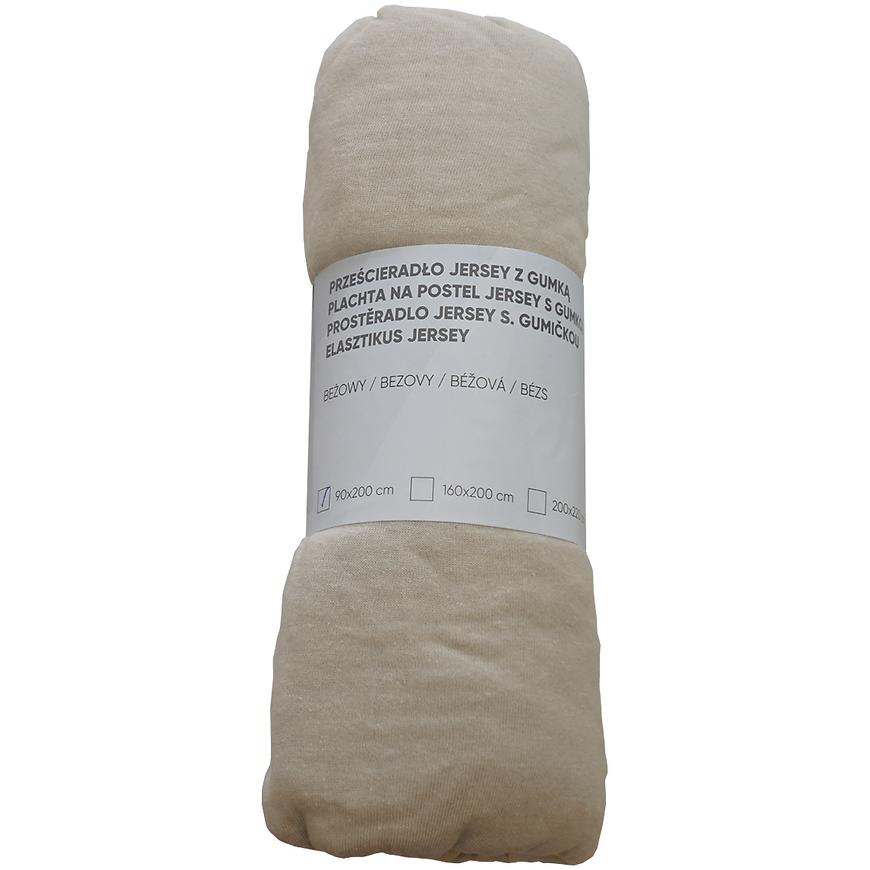 Jersey lepedő gumiszalaggal drapp 90x200
