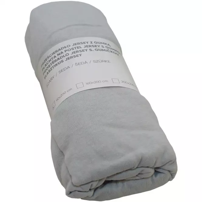 Jersey lepedő gumiszalaggal  szürke 160x200