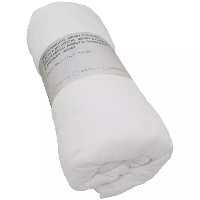 Jersey lepedő gumiszalaggal fehér 200x220,2