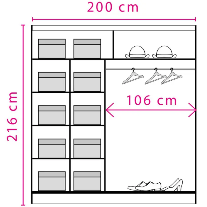 Szekrény Denver D02-20 S 200 cm laredo/tölgy sonoma betét,3